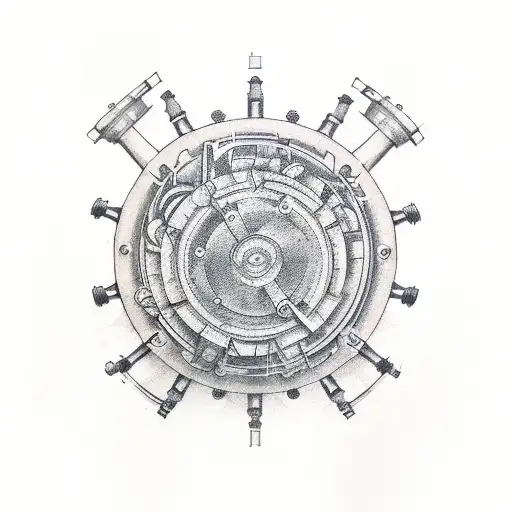 Combine elements of mechanical gears and musical instruments to form a symmetrical tattoo design tattoo design idea