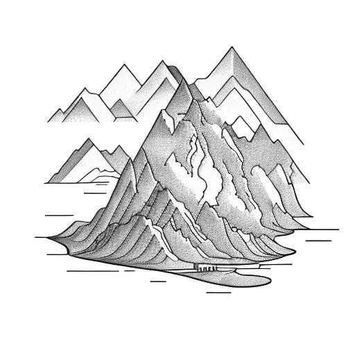 Incorporate elements of mechanical engineering into a tattoo of a mountain landscape with a road winding through it tattoo design idea