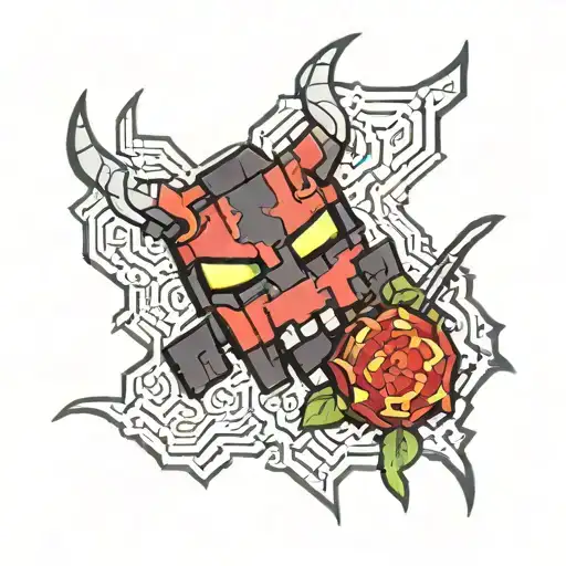 Demonic Minecraft tattoo design idea