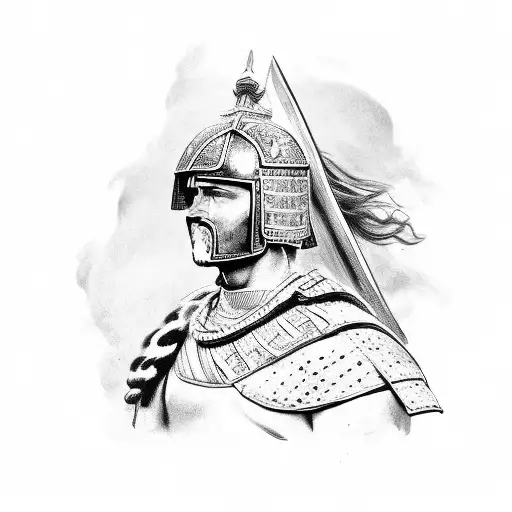 Roman soldier on horse tattoo design idea