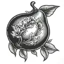 pear holding tattoo design idea