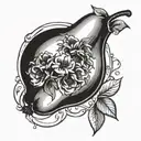 pear holding tattoo design idea