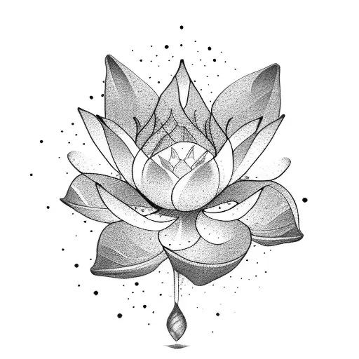 lotus flower butterflies and number 111 tattoo design idea