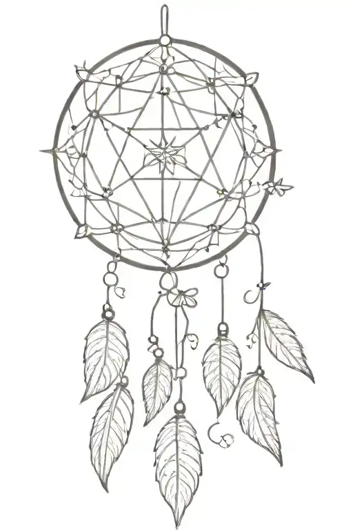 dreamcatcher, including the pattern of "star" and "Four-Leaf Clover", and the name of "Ryan" and “Marcus" tattoo design idea