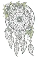 dreamcatcher, including the pattern of "Rose" and "Four-Leaf Clover", and the name of "Ryan" and “Marcus" tattoo design idea