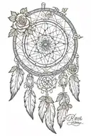 dreamcatcher, including the pattern of "Rose" and "Four-Leaf Clover", and the name of "Ryan" and “Marcus" tattoo design idea