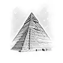 pyramid stack of six TVs in color.  4 have color bars two with snow tattoo design idea