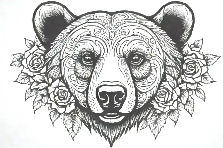 mama bear holding tattoo design idea