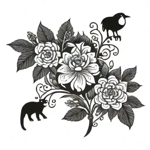 Combine elements of soviet literature with traditional Russian folk art motifs tattoo design idea
