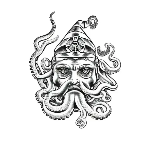poseidon with octopus tattoo design idea