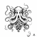 poseidon with octopus with wave tattoo design idea