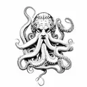 poseidon with octopus with wave tattoo design idea