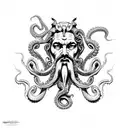 poseidon with octopus with wave tattoo design idea