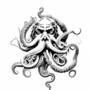 poseidon with octopus with wave tattoo design idea