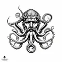 poseidon with octopus with wave tattoo design idea