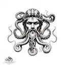 poseidon with octopus with wave tattoo design idea