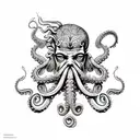 poseidon with octopus with wave tattoo design idea