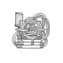 The One Ring intertwined with a stack of books tattoo design idea