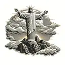 Christ the redeemer lightning storm and clouds tattoo design idea