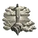 Christ the redeemer lightning storm and clouds tattoo design idea