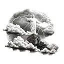 Christ the redeemer lightning storm and clouds tattoo design idea