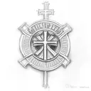 the Catholic Saint James cross with a banner wrapped around it with the quote "E Quindi Uscimmo a Riveder le Stelle" tattoo design idea