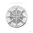 the Catholic Saint James cross with a banner wrapped around it with the quote "E Quindi Uscimmo a Riveder le Stelle" tattoo design idea
