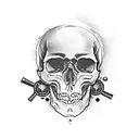 skull with 3 bullet holes tattoo design idea