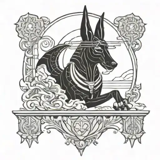 Anubis balances that floats tattoo design idea