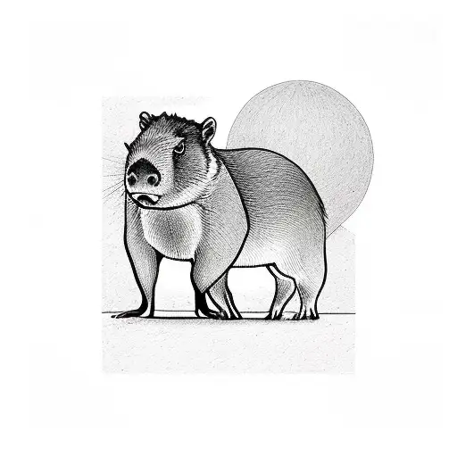 capybara abducted by a ufo tattoo design idea