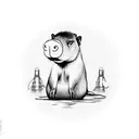 capybara abducted by a ufo tattoo design idea