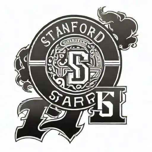 Stanford logo with 1957 written within it in roman numerals  tattoo design idea