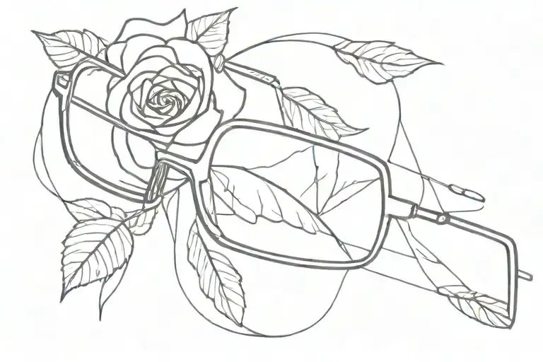 shattered rose colored glasses tattoo design idea