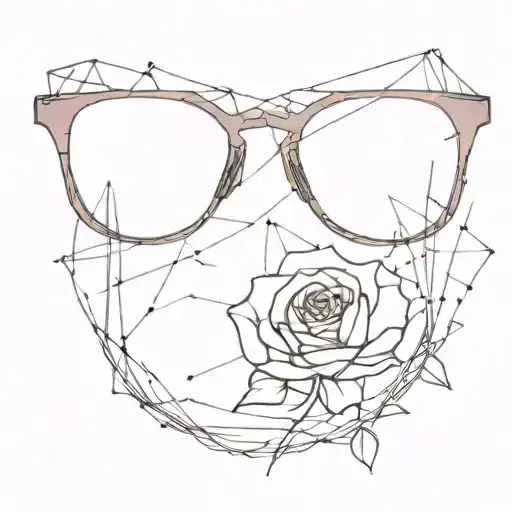 rose tinted glasses with shattered lenses tattoo design idea