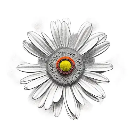 Surrealism "Conical Flask With A Daisy Flower..." Tattoo Idea BlackInk AI