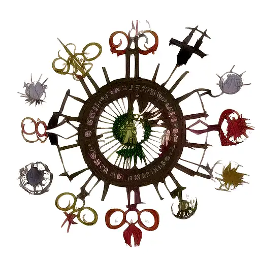 pieces of anime such as hellsing ultimate Claymore, One Piece and Seven Deadly Sins tattoo design idea