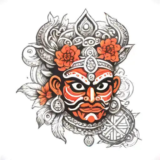 theyyam gulikan face tattoo design idea