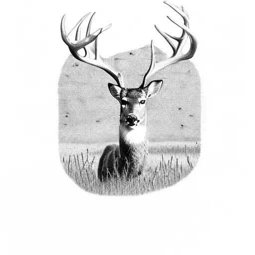 countryside with deer and the text says Lovely tattoo design idea