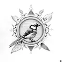 bluejay with crown tattoo design idea