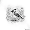bluejay with crown tattoo design idea