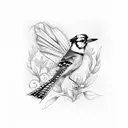 bluejay with crown tattoo design idea