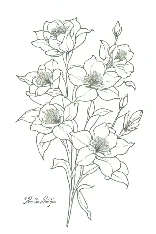 june July August October November birth flower bouquet tattoo design idea