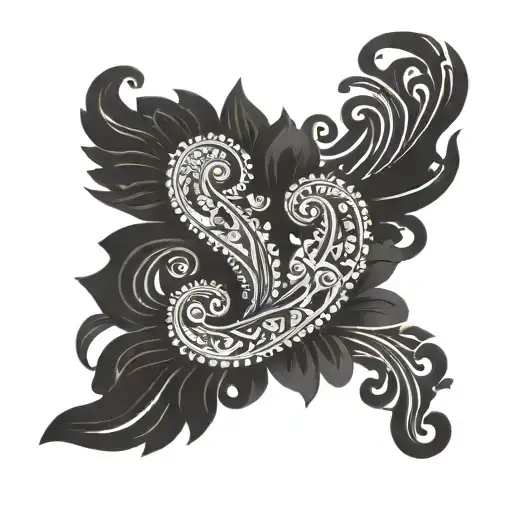 The tattoo runs along the arm. From shoulder to wrist. It consists of paisley in black. The pattern is large on the uppe tattoo design idea