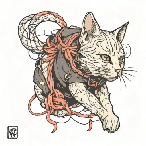 shibari cat animal tattoo design idea