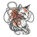 shibari cat animal tattoo design idea