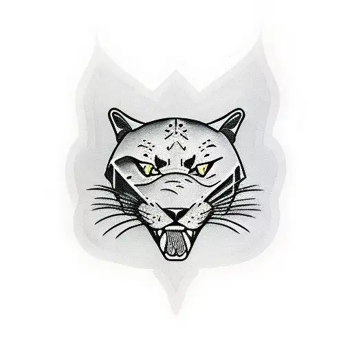 Panther stabbed with dagger and roses  tattoo design idea