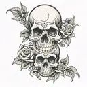 see no evil hear no evil speak no evil skull with rose and smoke  tattoo design idea