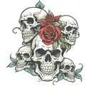 see no evil hear no evil speak no evil skull with rose and smoke  tattoo design idea