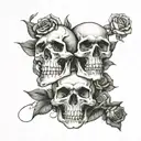 see no evil hear no evil speak no evil skull with rose and smoke  tattoo design idea