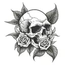 see no evil hear no evil speak no evil skull with rose and smoke  tattoo design idea